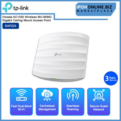 TP-Link Omada EAP223 AC1350 Wireless MU-MIMO Gigabit Ceiling Mount Access Point 802.11 ac WAVE 2